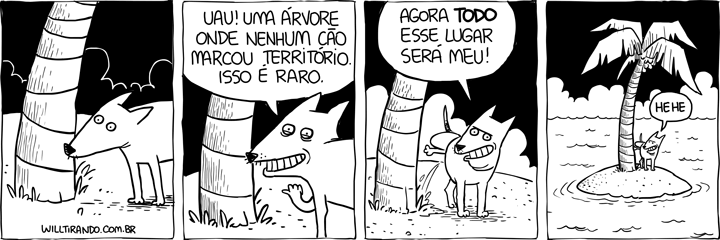 cão cachorro ilha deserta urina marcar território coqueiro xixi