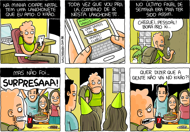 will festa surpresa kikão lanchonete celular combinado bolo whatsapp